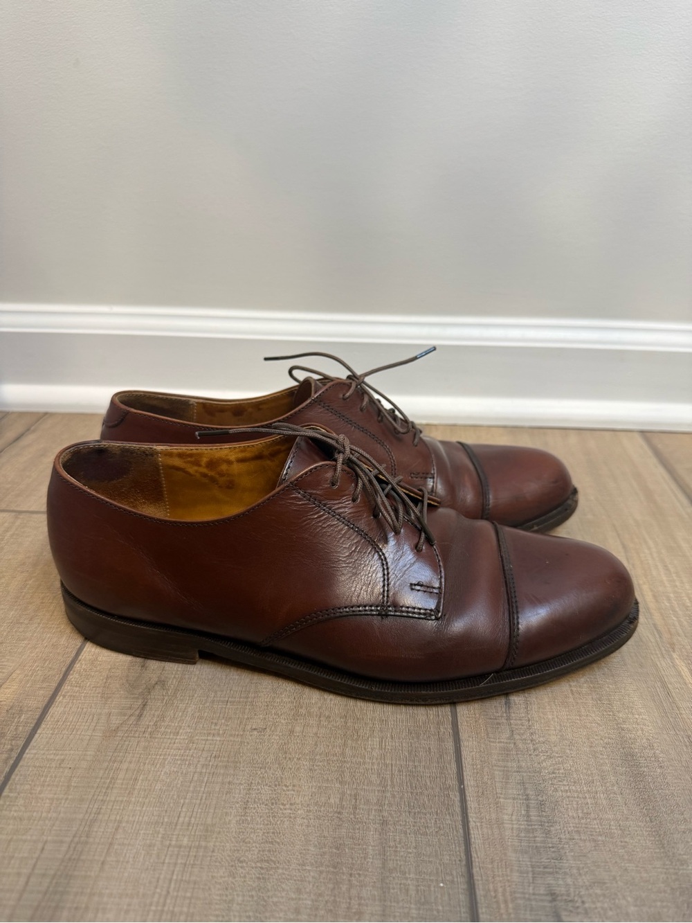 Cole Haan Brown Leather Cap-Toe Derby Dress Shoes